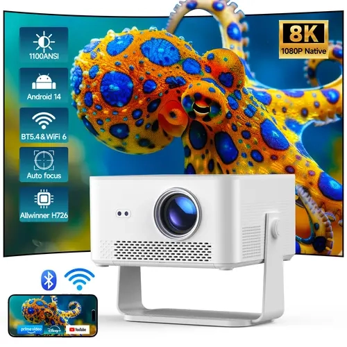 HY450Max Projector 8K Decode Auto Focus 1100ANSI 12W Speaker HDR10+ Android 14.0 Dual WiFi6 BT5.4 Fully Automatic Keystone 1.0:1 Throw Ratio Screen Recognize & Automatic Obstacle Avoidance Home Cinema, Movie, Audio #SohoChic