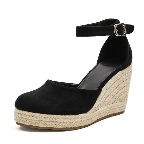Women's Stylish Elegant Classy Wedge Heeled Sandals, Closed Toe Casual Shoes, Hollow Cross Strap Design, Perfect for Beach Parties or Vacation Wear, Rubber, Summer Wedge Heel