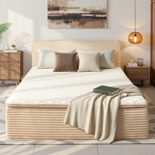 XIZZI 17" Queen Mattress with Thick Memory and Support Foam with Removable Headboard, Individually Pocketed Springs, Medium Plush for Pressure Relief,Cooling Ventilated Foam, CertiPUR-US Certified