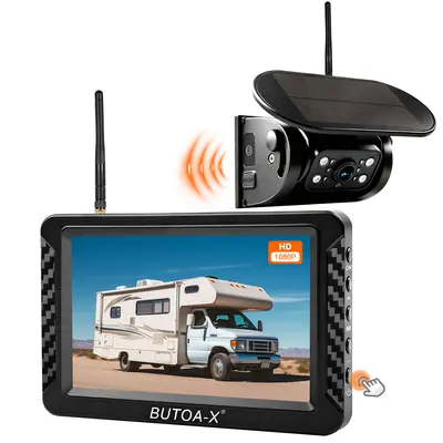 BUTOA-X X5 Magnetic Solar Wireless Backup Camera with 5" HD Monitor, 1-Min Zero-Install for RV Truck Trailer, 320ft Signal Range, 15000mAh Battery & 5W Solar Panel Back Up Camera