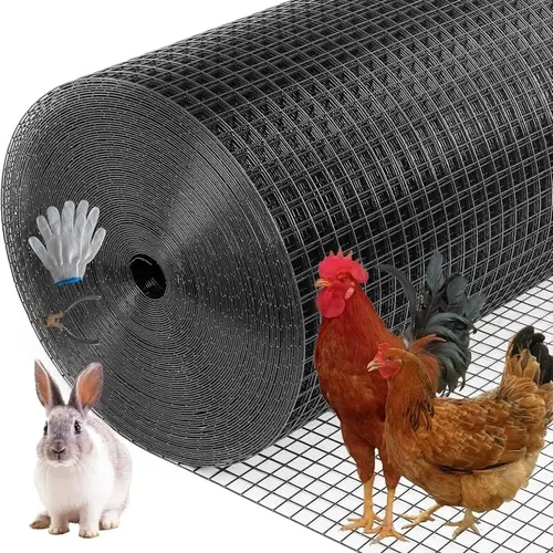 HMOLIKH Triple-Coated Black Metal Hardware Cloth, 1/2in 24in×100ft Rust-Resistant Mesh Roll with Snips & Gloves, for Chicken Coops, Rabbits, Snakes, Coop & Garden Use,toolupgrade