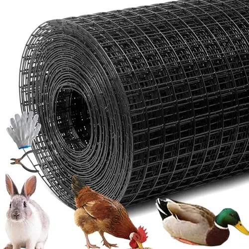 HMOLIKH Galvanized Steel Hardware Cloth Roll, 48x50 ft 1/2in 19-Gauge Vinyl-Coated Wire Mesh with Snips/Gloves, Coop Fence for Chicken Coops, Rabbit Barriers, Roll Form,toolupgrade