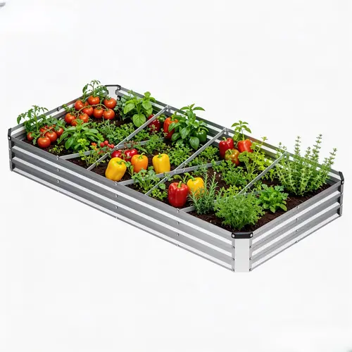 Sweetcrispy Rust-Resistant Galvanized Steel Planter Box Kit - 12×4×1ft Rectangular Outdoor Planters for Beginners, Tool-Free Assembly, Safety Design, Necessary Hardware & Tools, Protective Gloves