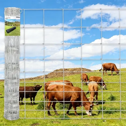 HMOLIKH Galvanized Steel Cattle Farm Fence, 5ftx164ft 16GA Heavy Zinc Coating Wire Fence, Durable, Easy Installation Fast Setup, for Livestock Farm Animals Protection,toolupgrade