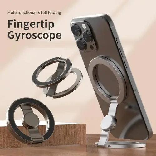 FUDUOO Phone Stand & Fidget Spinner Combo, Dual Magnetic Ring Stand, Fidget Toys Adults, Foldable, 360° Rotation, Desk Phone Stand, MagSafe Compatible, Stress Relief Accessory for Home/Office/Travel/Gym