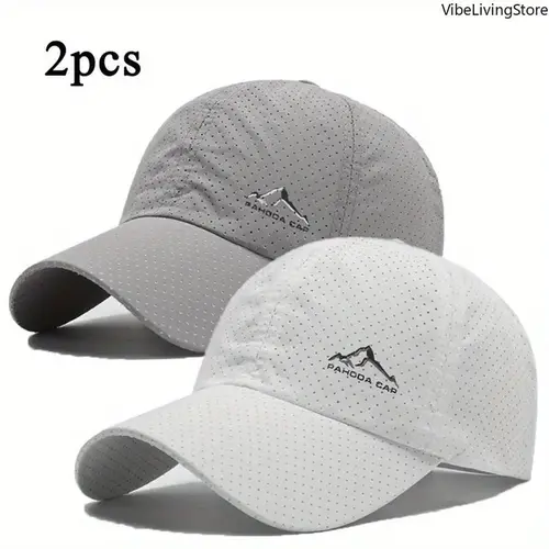 Unisex 2-Pack Cooling Sun Caps, Quick Dry Breathable Moisture-Wicking Sports Hats with Mountain Logo, Lightweight Sun Protection for Hiking & Outdoor Activities, Cooling Sun Cap