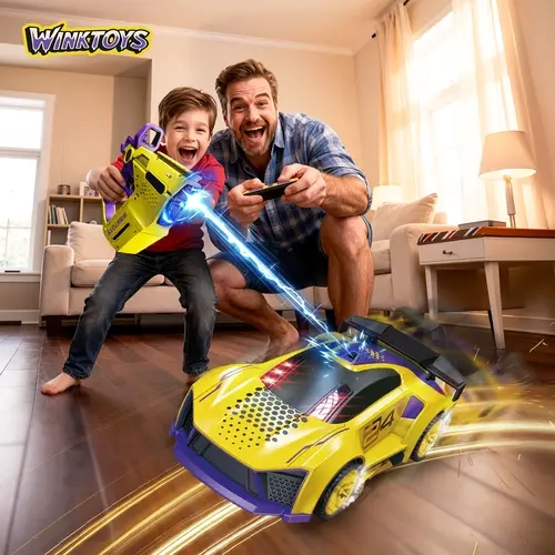 2-Player Interactive Racing Game Car, winktoys RC Car Toy with LED Lights, Fun Challenge Game,Racing Car Toy with LED Lights, 2 Controllers, Fun Game，Boys and Girls, Gift Idea, Party Toy, Family Fun