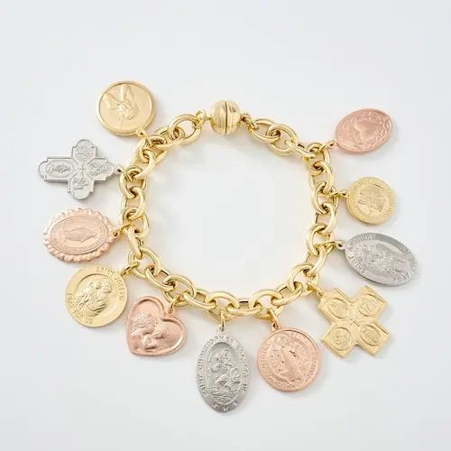 David Markstein Bronze Ponte Vecchio Multi Religious Charm Bracelet