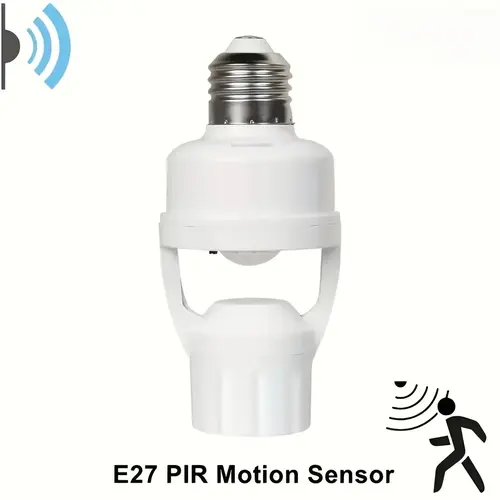 E27 Motion Sensor Universal Socket Converter, Lighting Accessories with Accessibility Features, Delay Control, Adjustable Switch, Color Temperature Control, White Base for Indoor Home Use Bulb Adaptation