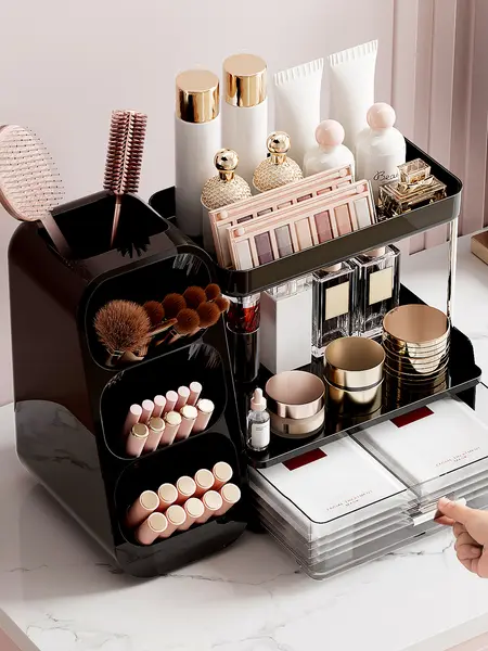 UFORU Bathroom Countertop Storage Organizer - Sturdy Metal Vanity Accessory, Easy-to-Install & Easy-to-Clean Bin for Cosmetics, Skincare, Bathroom Essentials, Makeup Organizer, Bathroom Organizer, Organizer Storage