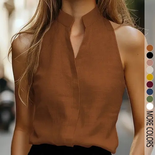 Women's Fashion Flattering Sleeveless Solid Color V-Neck Elegant Fitted Basic Camisole Top Cami Tops for Summer, Stylish Minimalist Plain Design, Perfect for Daily Wear, Comfortable and Versatile