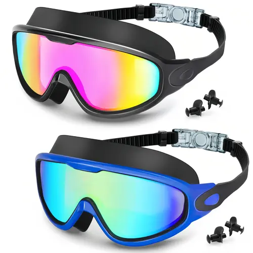 MARISUN Swim Goggles 2 Pack for Adult Men Women, Anti-fog UV Protection No Leak 180° Wide View Clear Vision Pool Goggles summerwins
