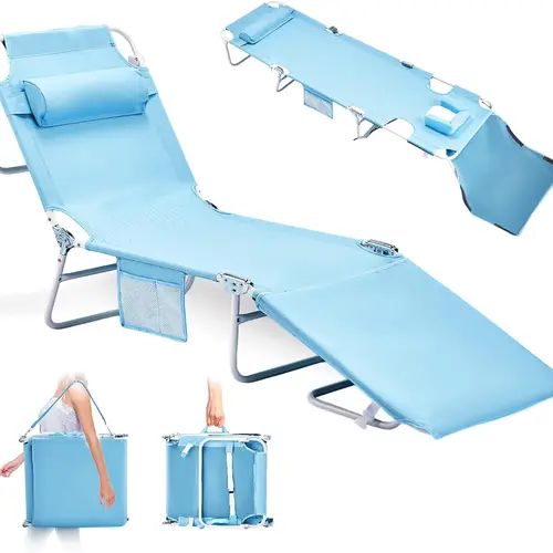 VINGLI Tanning Chair, Beach Lounge Chair with Face Hole, Lounge Chair Outdoor, Height-Adjustable Tanning Lounger, Anti-Tip Design, Carrying Bag, 475lbs