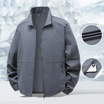 Men’s sun-protection jacket, outdoor sports stand-collar shirt, breathable UV protection, ice silk sunwear sohochic