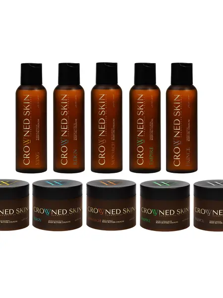 The Crowned Skin in the Tank TikTok Bundle - 5 Body Butter Colognes and 5 Body Oil Colognes - King, Reign, Monarch, Prince, Empire - 10 pack