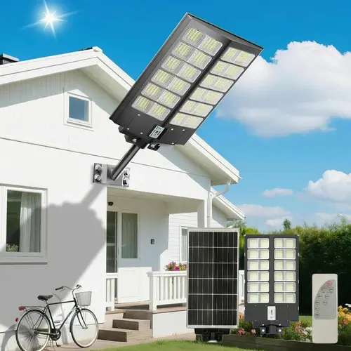 Hoodink Solar Street Light Outdoor  3 Modes LED Motion Sensor Security Wall Lamp for Garden Yard Porch Decor IP65 Waterproof Remote Control Solar Lights Outdoor Mounted Light,dorm essentials,home decor,home essentials,camping essentials,sohochic