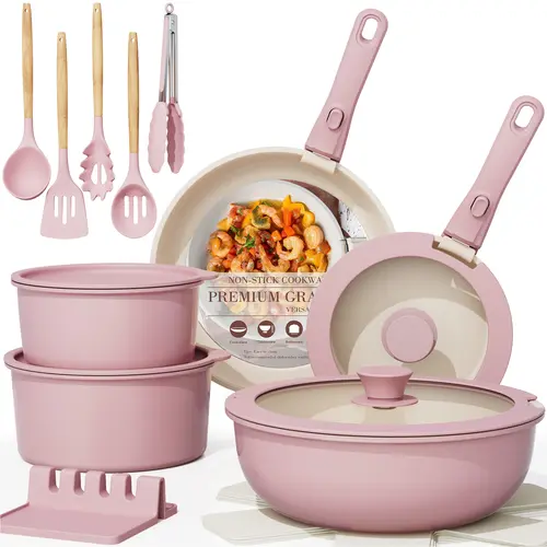 【Summer sale】Astercook 20 Pcs Pots and Pans Set Nonstick - Kitchen Cookware Set with Detachable Handle,Dishwasher Oven Safe Aluminum Durability Cooking Ceramic Silicone