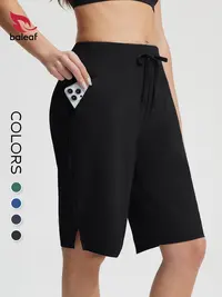 BALEAF Women's High Waisted Bermuda Swim Shorts UPF 50 Quick Dry Shorts with Built In Liner Pockets Tummy Control for Swimming Beach Pool Vacation Travel Water Sports Tankini Bottoms Casual City Wear