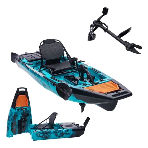 [Ships in 2 Boxes] AMERLIFE Modular Fishing Kayak with Drive System & Durable HDPE, Customizable Lightweight Sit-on-Top Kayak for Adults & Youth, Ideal for Leisure & Commercial Use, 420lbs Capacity, Kayaking, Internal Handles For Carry, Unisex, Shallow We