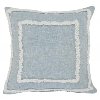 HomeRoots 20" Sky Blue And White Geometric Cotton Throw Pillow