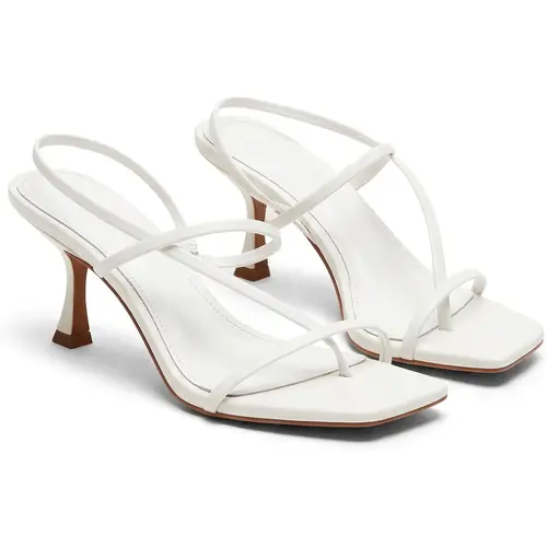Coutgo Women's Strappy Kitten Heel Footwear - Square Open Toe Thong, Breathable Light Elegant Sandals with Ankle Strap, Multi Straps Hug Your Foot, for Party Dress to Cafe Days Casual Wear