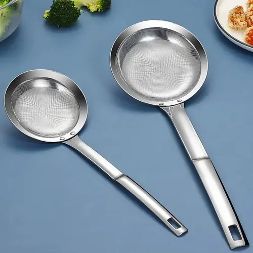 SUS304 Stainless Steel Fat Skimmer Spoon with Fine Mesh Filter Scoop, Longer Reach Handle, Kitchen Utensils & Gadgets for Faster Fry Filtering, Miso Strain Clean,sohochic