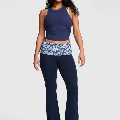 PINK All-Day Cotton™ Foldover Flare Leggings