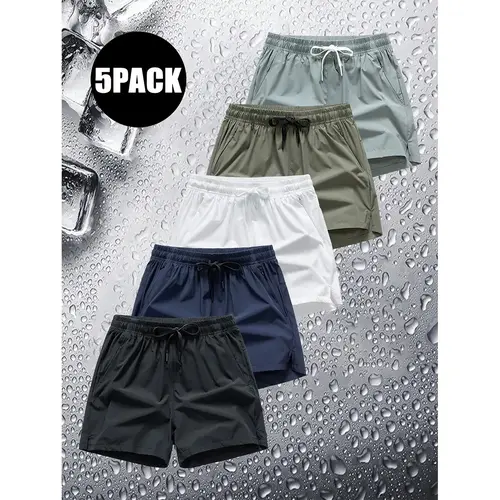 Men’s 5-Pack 5″ Gym Shorts – Quick-Dry, Breathable Athletic Running Shorts with Zippered Pocket, Zipper Pockets,father'sdaygifts