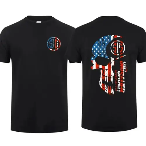 Men's Cotton 2-Sided American Flag Graphic Short-Sleeve Round Neck Breathable Casual T-Shirt, Unisex Fitted Cut Top, Tactical Gear for Gun Enthusiasts, Gifts for Boyfriend,sohochic
