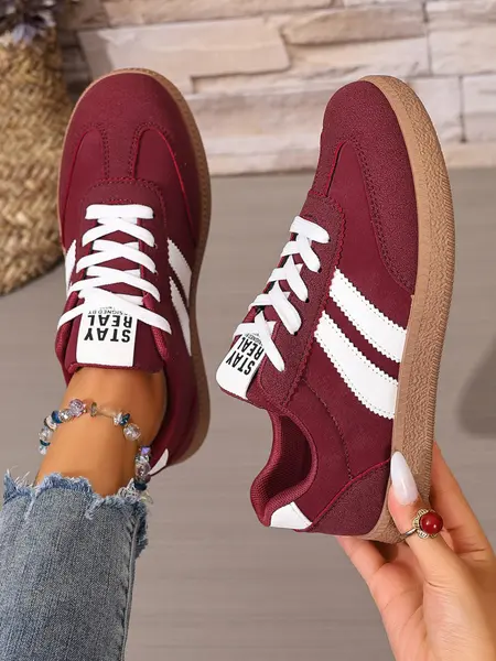 Women's Lightweight Lace-Up Sports Shoes, Breathable Cushioned Design, Anti-Slip Rubber Sole, Casual Daily Wear for All Seasons