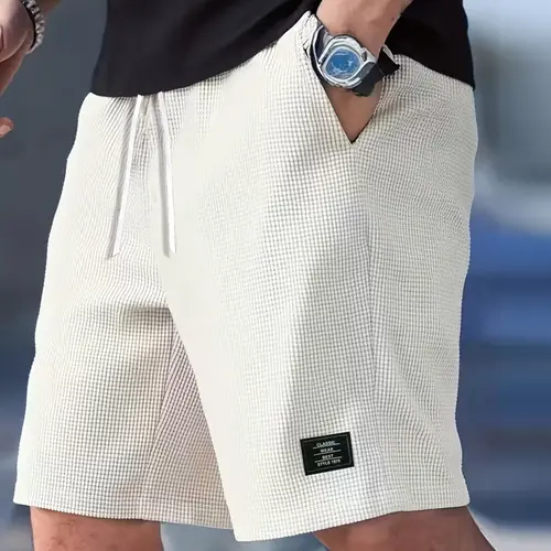 Men's Solid Beige Woven Corduroy Shorts - Fitted Cut, Above-the-Knee, Ideal for Outdoor Wear, Everyday Use