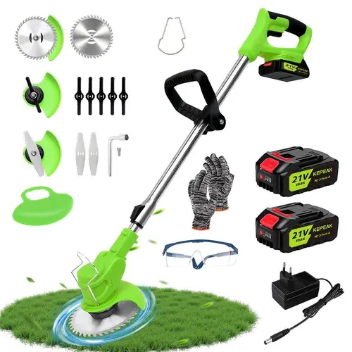 【DealsForYou】KEPEAK Cordless Weed Trimmer with 2 Rechargeable Batteries, Electric Grass Edger with Adjustable Height & 90° Rotating Head, Lightweight Lawn Care Tool for Yard, Patio & Flower Beds SummerVibes