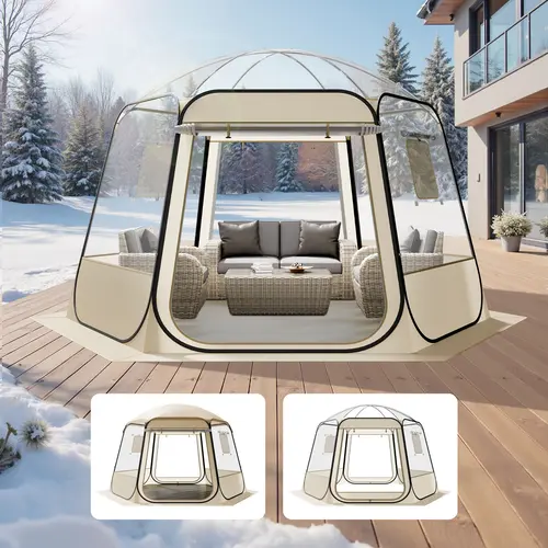 VEVOR Large Size Bubble Shape Pop Up Tent, 11x10.2ft Waterproof & UV-Resistant Transparent Camping Shelter, 540° Panoramic View Dome Igloo with Windows, SBS Zip Water Seal & Luminous Ground Pegs, for 8-10 Persons Patio Backyard#BacktoSchool, Night‑Visible
