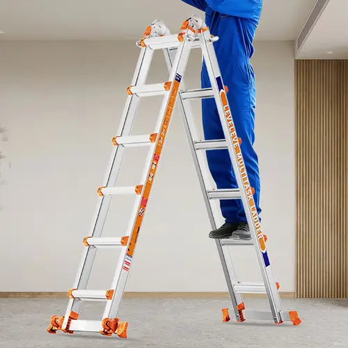 LEVELEVE Extendable Telescopic Multi-Position Ladder - A-Frame Step Ladder with Stabilizers, Wheels, Narrow Folded Width, 330LBS Load Capacity, Convertible Modes, Safety First for Home, Decorating, Scaffold & Outdoor Roof Work