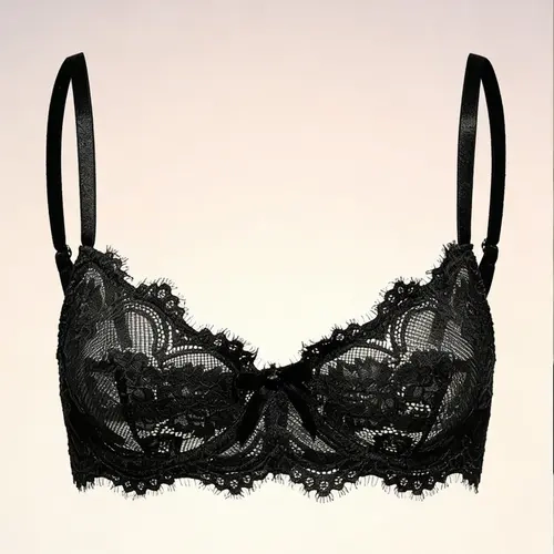 rench Black Lace Underwire Bra, Eyelash Trim Breathable Thin Bra, Sexy Push Up Minimizer Bra for Women, Stylish & Comfortable, Adjustable Straps, Lace Brassiere Fit, A Must-Have Lingerie for Modern Women