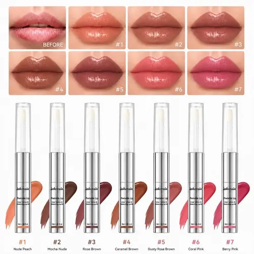 2-in-1 Tinted Peel-Off Lip Gloss & Lipliner - Nourishing, Hydrating, Glossy, Plumping Transparent Lip Oil, All-Day Wear, 7 Shades, Beauty Cosmetics, Spring Gift, Refreshing Look, Lip Care