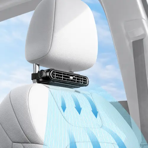 Mini Car Mounted Seat Back Cooling Fan Portable Vehicle Fan 3 Speed Headrest Silent Cooler Car Seat Cooling Fan for SUV RV Truck Sedan Mini Seat Fan for Office for Kids