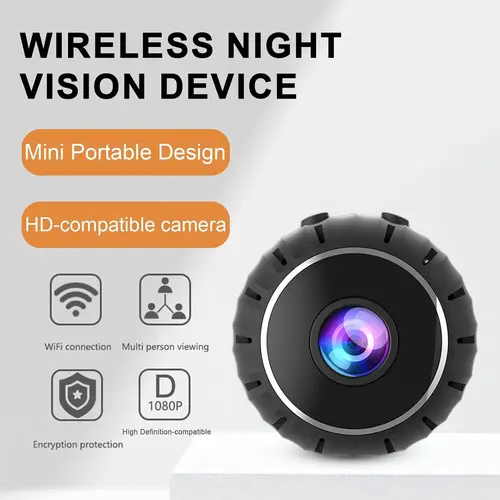 Mini WiFi Magnetic Snap-On Security Camera - 960P HD Video Recording, Night Vision, WiFi Remote View, Home & Office Monitoring, Wireless Indoor Surveillance Camera, Home Monitoring Camera