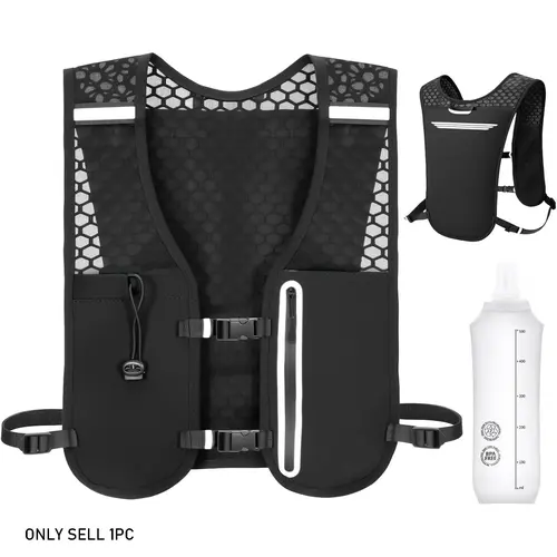Running Hydration Vest, Adjustable Chest Straps Outdoor Sport Running Vest for Women Men with 500ml Soft Flask, Lightweight Runners Vest Women for Hiking Trail Running Cycling Race Marathon