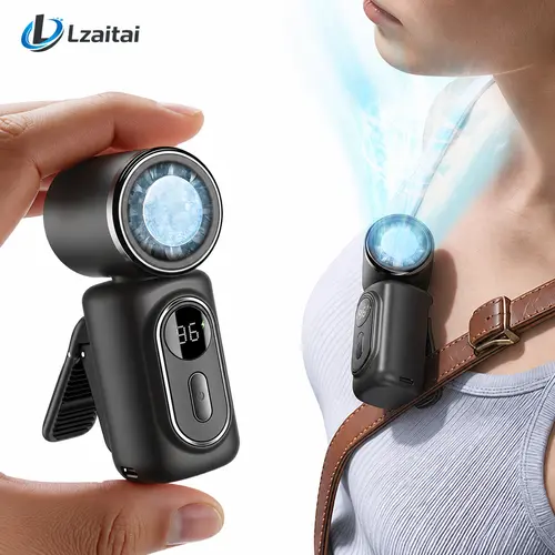 Lzaitai 3-in-1 Mini Portable Handheld Clip Cooling Fan - 3000mAh Rechargeable Battery, 5 Speeds, 180° Adjustable Airflow, USB Powered, Ideal for Travel, Office, Travel Stuff, Portable Fans Essentials