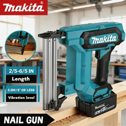 Makita F30 Cordless Electric Impact Nail Gun, suitable 1.18” inch straight nails, compatible with 18V batteries, woodworking, construction, or DIY tools, highly efficient and stable. Efficiency Portable