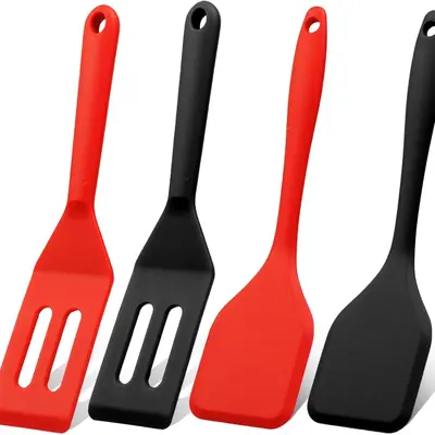 4PCS Small Spatula for Nonstick Cookware Mini Spatulas for kitchen Use,Heat-Resistant Silicone Thin Spatula Cooking Baking Flip Eggs Crepe Steak Pizza Kitchen Utensil