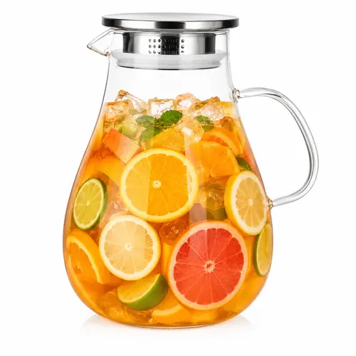 YUNCANG 84 FL OZ Borosilicate Glass Pitcher with Lid and Handle - 2.5L BPA-Free Fridge Jugs for Cold Brew Ready Drinks, Kitchens, Bars,sohochic