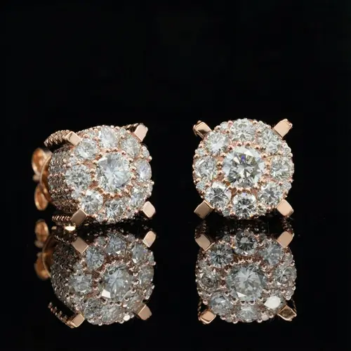 HELLOICE Moissanite Thick Stud Earrings Micro Paved VVS D Color Synthetic Moissanite Earrings 925 Sterling Silver Jewelry Gift