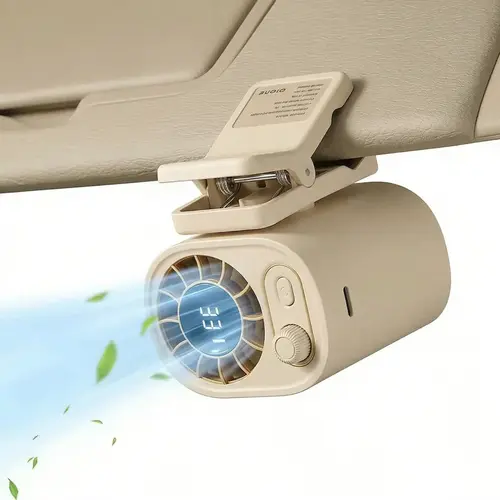 Compact Mini Clip-On USB Handheld Fan, 360° Rotation, 100-Speed Stepless Adjustment, 1800mAh USB Rechargeable Battery, LED Display, Charging Button, Outdoor Clip Portable Clamp-On Fan (Note: No Cooling Function)