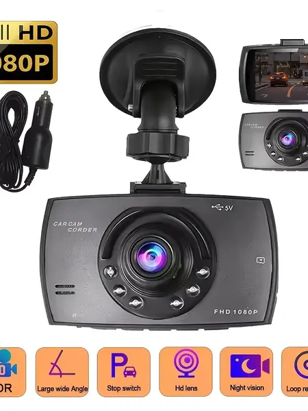 GYIOEUPT Full HD 1080P Vehicle Dashcam, Compact Unit with Built-in Battery, G Sensor, Wide Angle, Motion Detection, Night Vision, Front Recording, Video Playback, Seamless Loop Recording for Cars Trucks, Road Safety outdoorfun, Vehicle Accessories, Car Ac