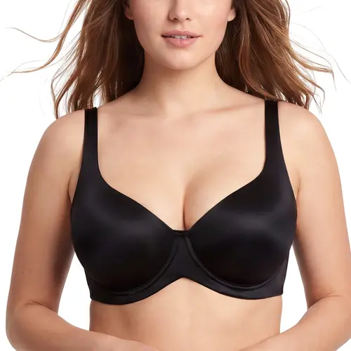 HSIA Noelie CloudSoft Plus Size Unlined Full Coverage Smooth Seamless Satin-Luster Underwire Bra Non Padded Supportive Wide Adjustable Straps U Back Bra Elegant Minimalist Comfort Everyday Bra Natural Lift Sculpting Plunge Bra for Curvy Women