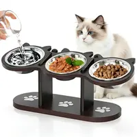 Multi-Layer Elevated Cat Feeder with Stainless Steel Food & Water Bowls, Adjustable Height Design, Includes 3 Stands, Easy-to-Assemble & Portable, Ideal for Multiple Cats, Feeding Supplies for Pet Lovers