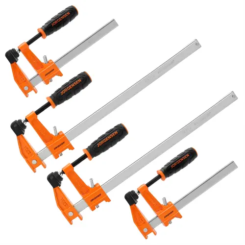 #toolupgrade JORGENSEN 4-pack Steel Bar Clamps Set, 6 inch & 12 inch Medium Duty F-Clamp - 600 Lbs Load Limit for Woodworking