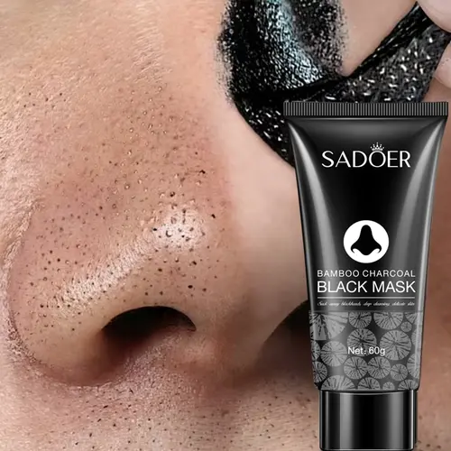 Bamboo Charcoal Facial Mask 60g -Blackhead Clean Pore Cleansing PurifyingExfoliating Super Moisture Peel Skincare forRadiance Hvdration -Outdoorfun Gentle，SohoChic Beauty